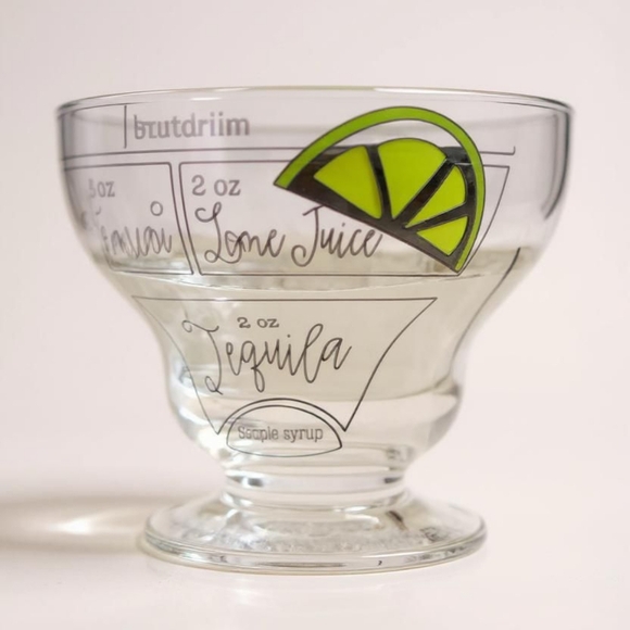 Mudpie 2 Footed Stemless Margarita Recipe Clear Glass 4" Tall x 5" Diameter - Picture 1 of 8